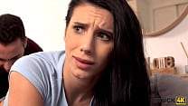 best stuck4k brunette was looking for her phone when her hand got stuck best