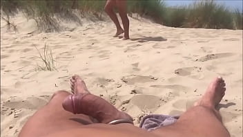 best showing off on the beach while people walk by jerking off and cum full on red best