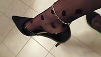 best at black patent castaluna leather high heels anklet and pantyhose dangling by isabellesandrine best